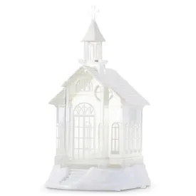10.5" Lighted Swirling Glitter Church Water Globe