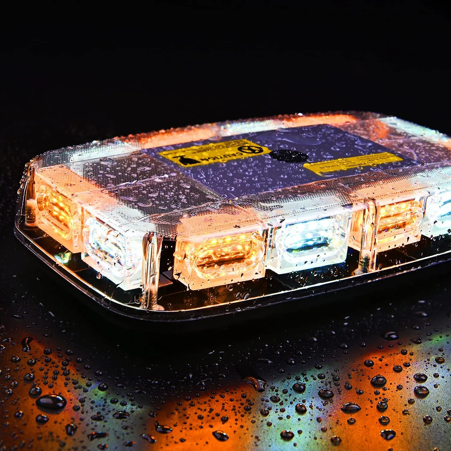 12 Inch 48 Leds Roof Top Amber Mix White Emergency Strobe Light 2PCS