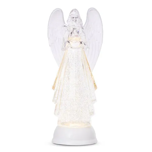 13" Lighted Angel with Swirling Glitter Water Globe