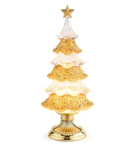 13" Lighted Gold Tree Snow Globe
