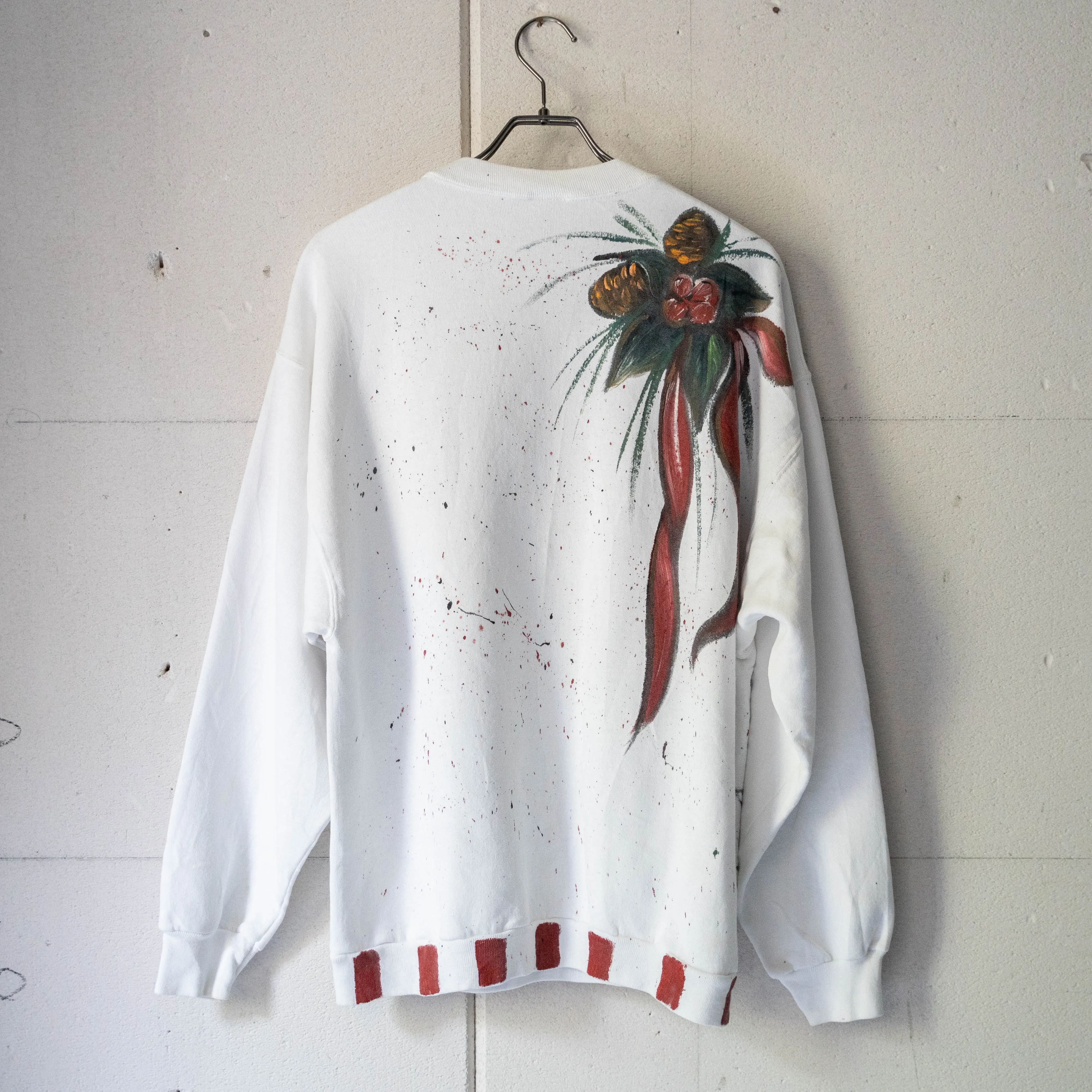 1980-90s USA  artistic hand painted sweat 'Santa Claus'