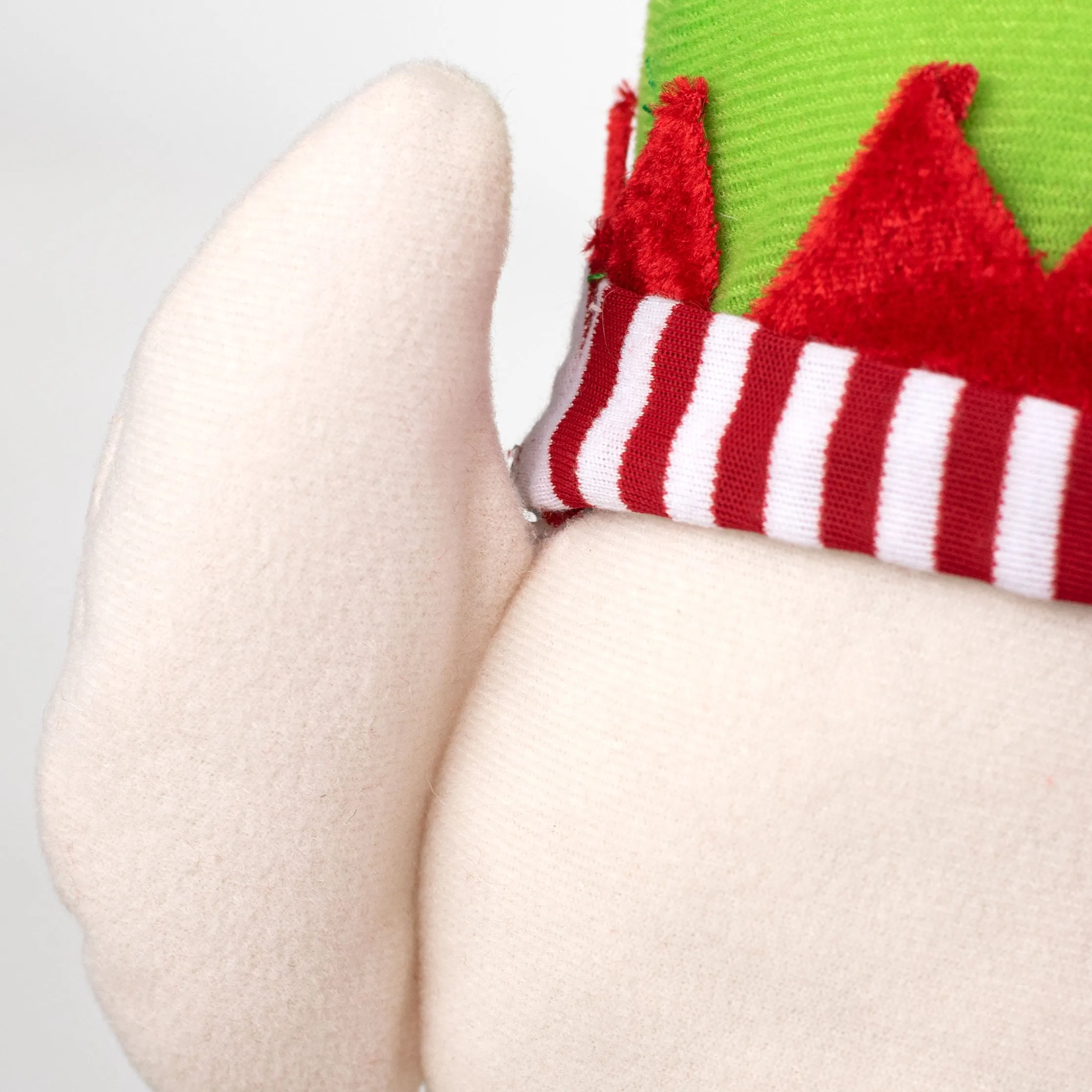 20" Fabric Elf Head With Bells Pick: Lime & Red