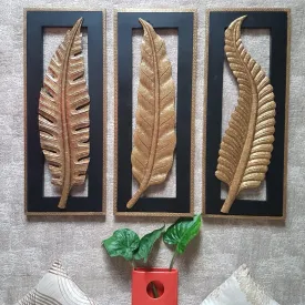 30 Inches Brass Leaf Wall Hanging (Set of 3)