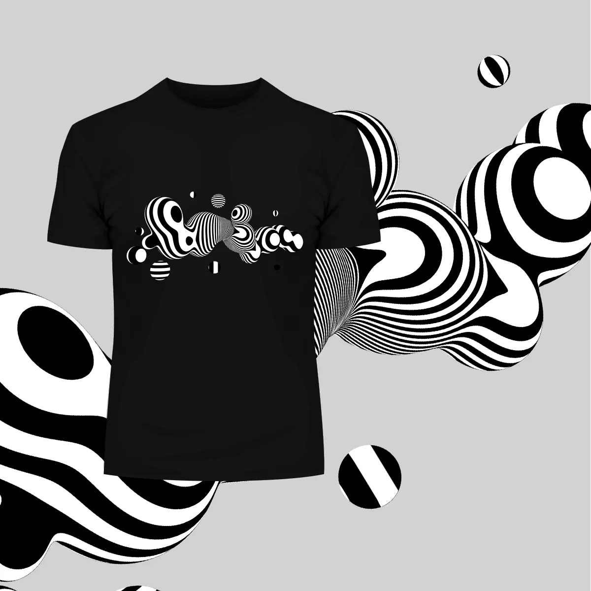 3D Fluid Abstract Zebra Bubble T-shirt Unique Design T-shirt