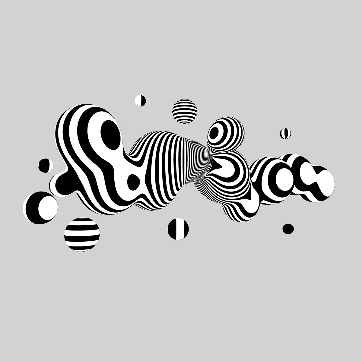 3D Fluid Abstract Zebra Bubble T-shirt Unique Design T-shirt