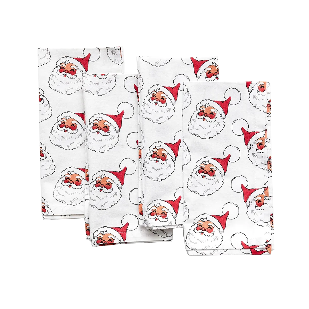4-Pack Napkin Set-Antique Santas