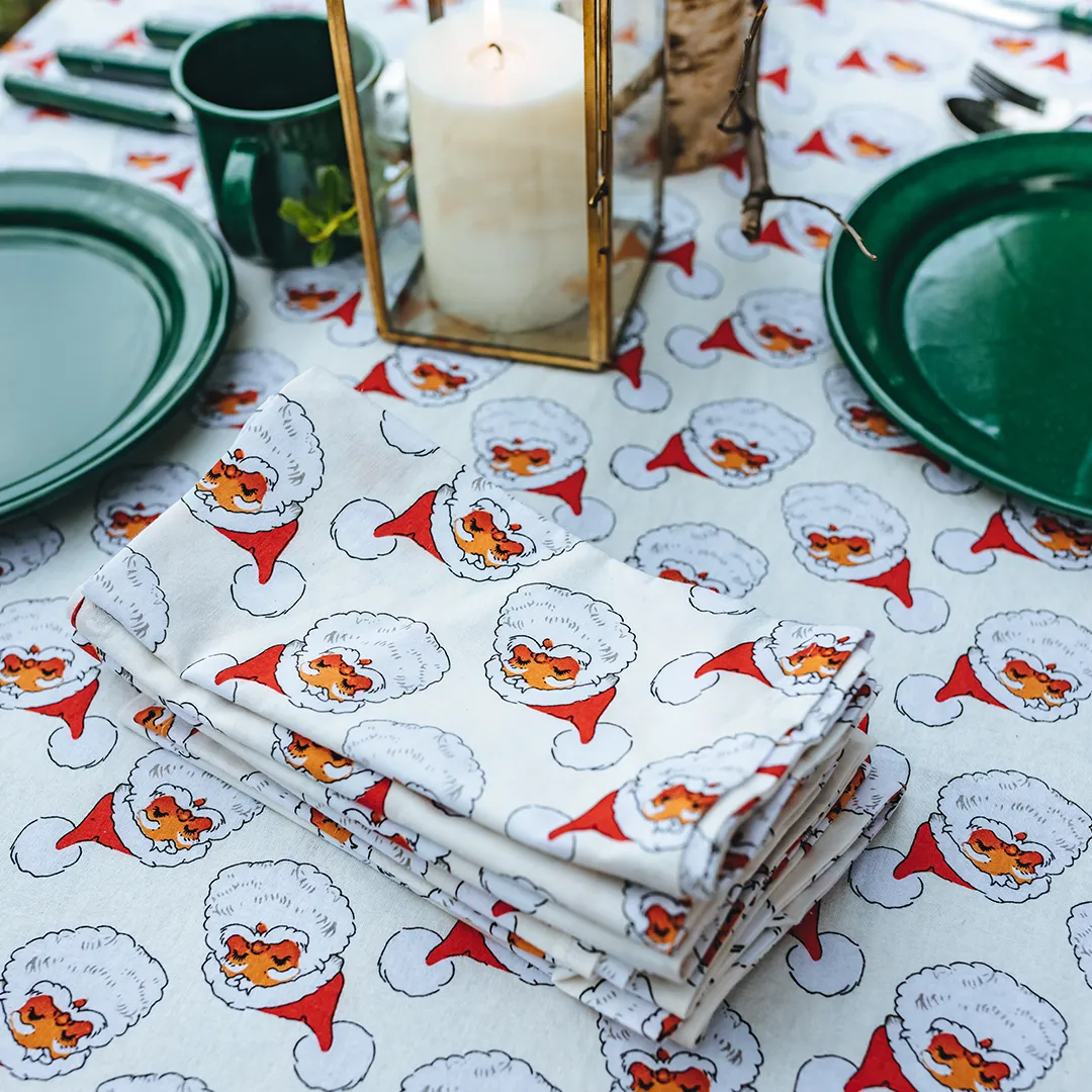 4-Pack Napkin Set-Antique Santas