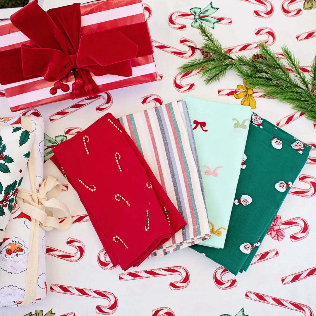 4-Pack Napkin Set - Santa Embroidery