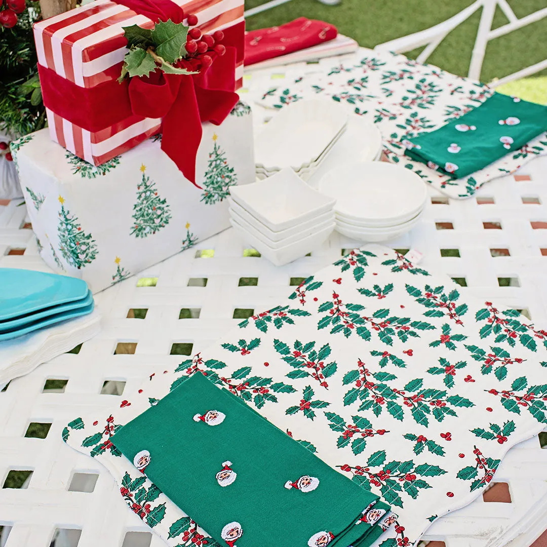 4-Pack Napkin Set - Santa Embroidery