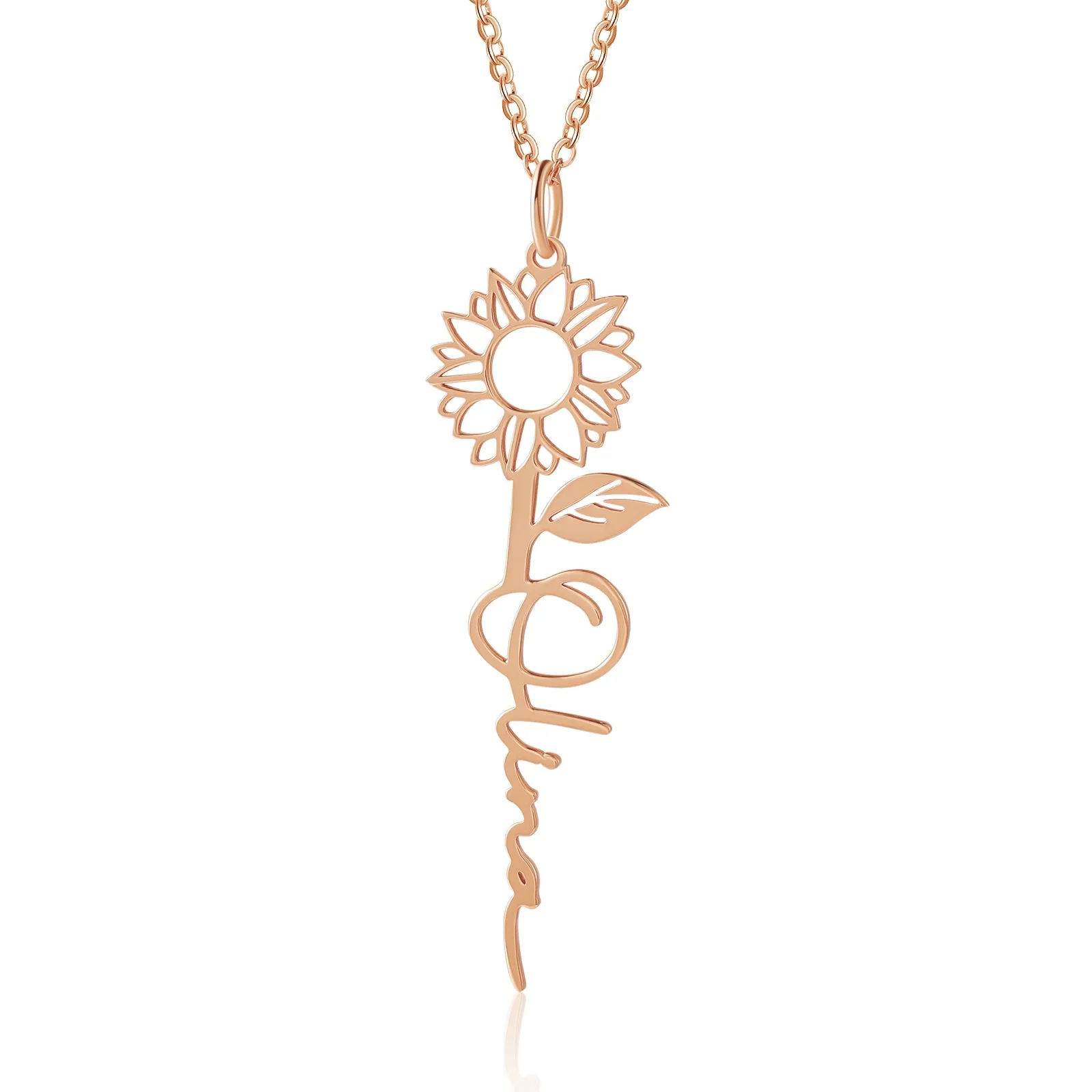 4FunGift® Personalized Birth Flower Necklace for Girls Women Flower Pendant Name Necklace Birth Flower Jewelry Gift Birthday Gift for Her Best Friend Girlfriend Women Girl Wife