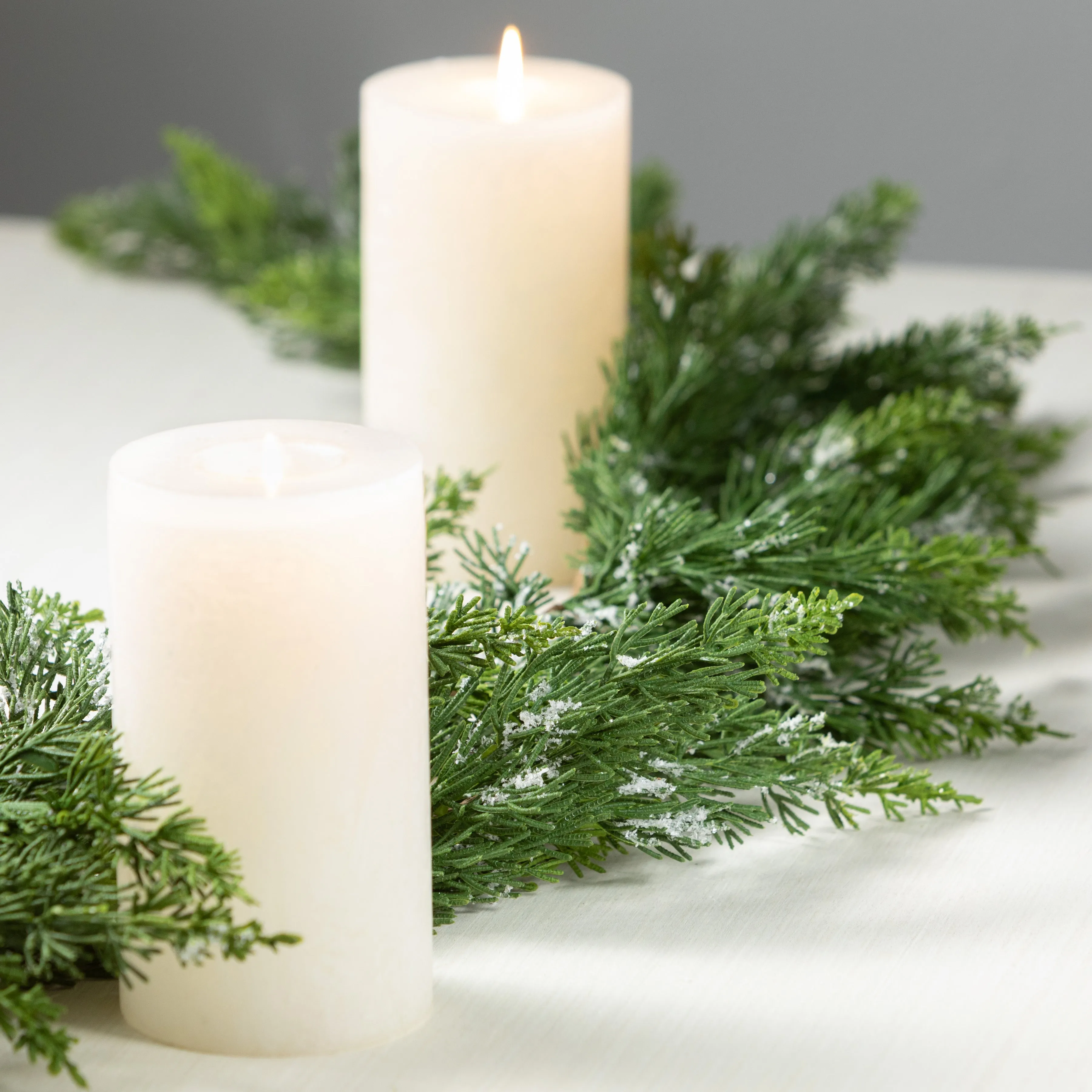 6'L Sullivans Frosted Green Cedar Garland, Green Christmas Garland