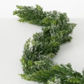 6'L Sullivans Frosted Green Cedar Garland, Green Christmas Garland