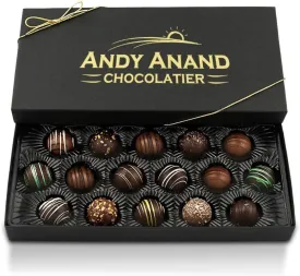 Andy Anand Artisan Dark Chocolate 24 Pc Handmade Truffles Delicious Decadent, Chocolate Truffles with Assorted Flavors - Delicious and Healthy