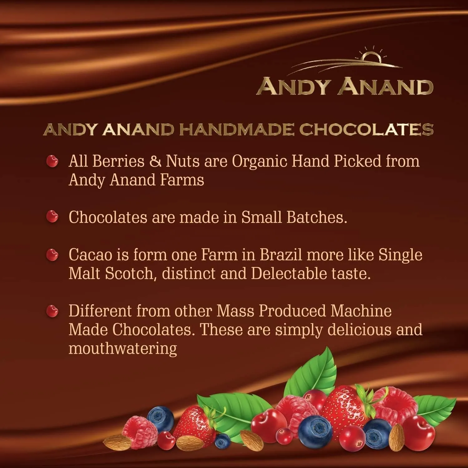 Andy Anand Artisan Dark Chocolate 24 Pc Handmade Truffles Delicious Decadent, Chocolate Truffles with Assorted Flavors - Delicious and Healthy