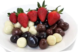 Andy Anand Fresh Freeze Dried Strawberries 48 Pcs Dipped in Premium Milk, White and Dark Chocolate, Chocolate Covered Strawberry Ideas: Get Inspired and Create Your Own Masterpiece