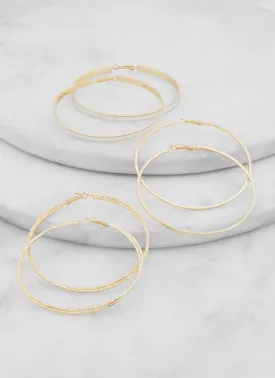Assorted Glitter Hoop Earring Trio