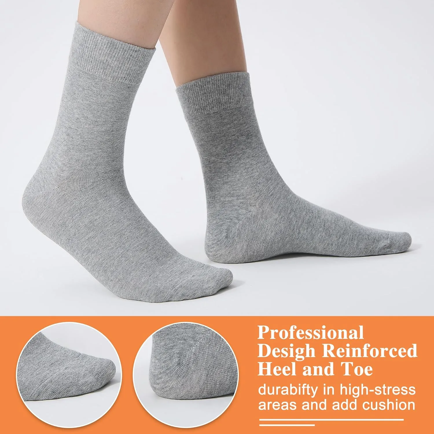 ATBITER Women's Thin Cotton Crew Socks - Soft Above Ankle Bootie Casual Dress Socks 6-Pairs With Gift Box