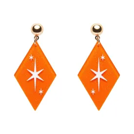 Atomic Diamond Drop Earrings - Orange