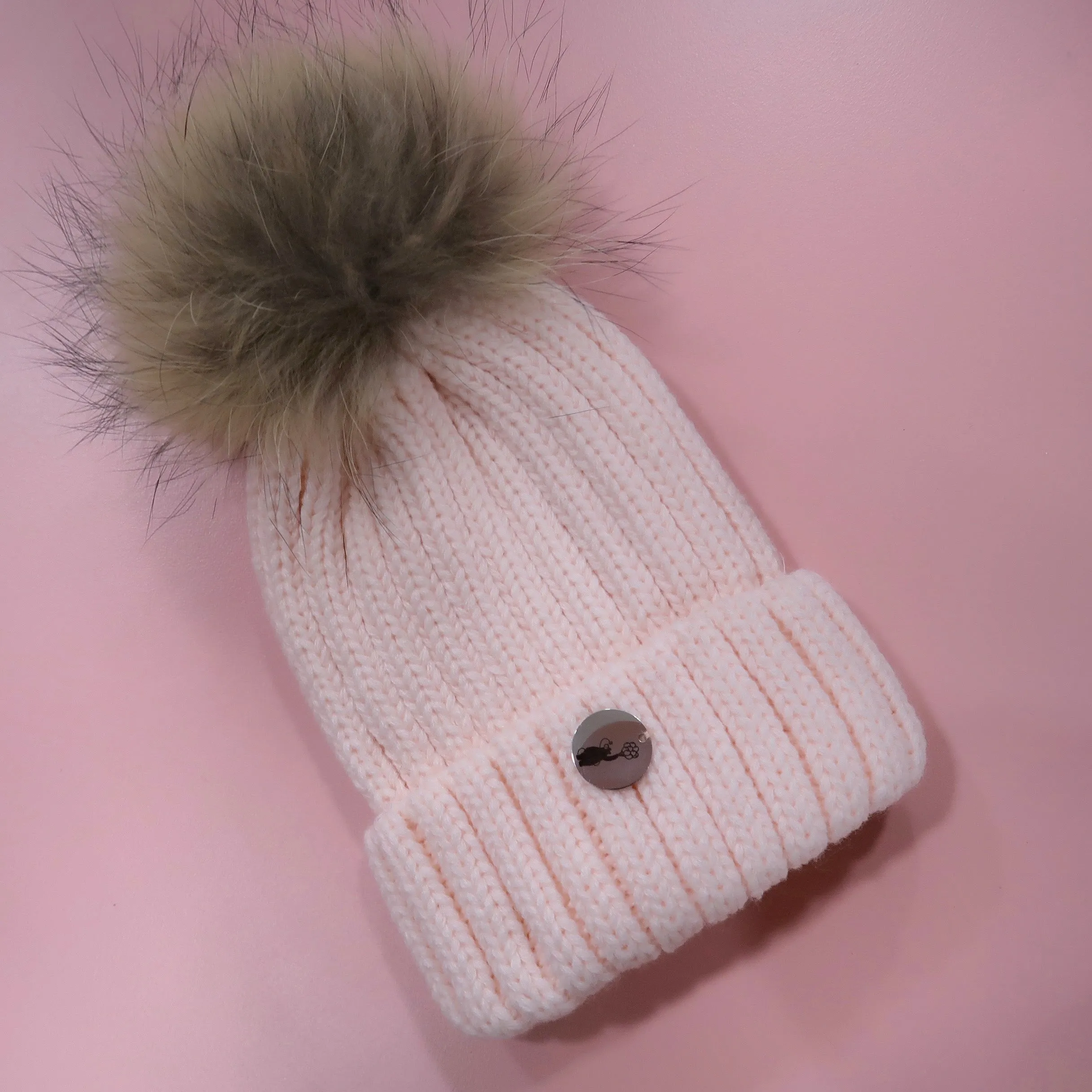 B&B Pom Pom Hat - Pastel Pink