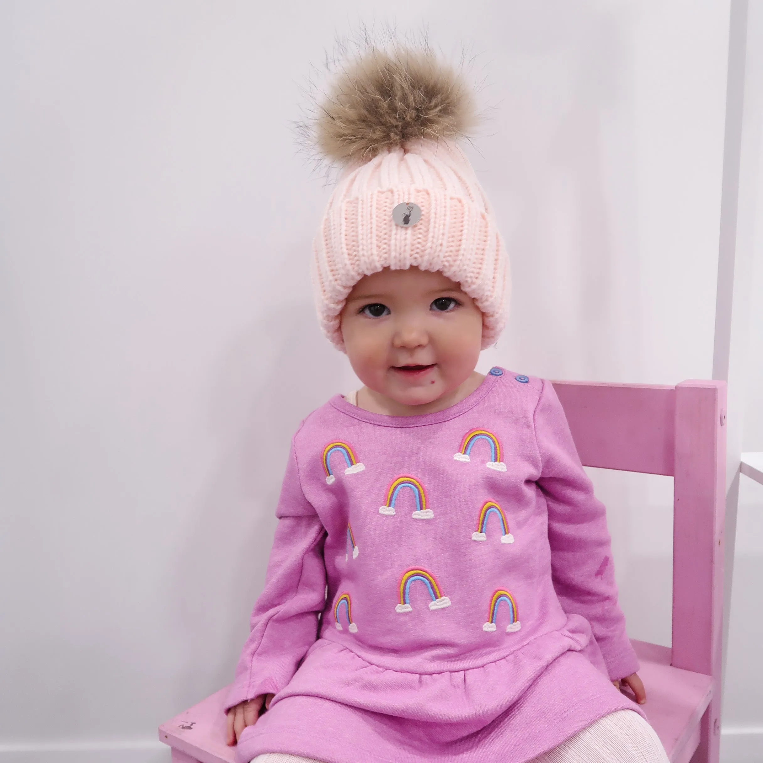 B&B Pom Pom Hat - Pastel Pink