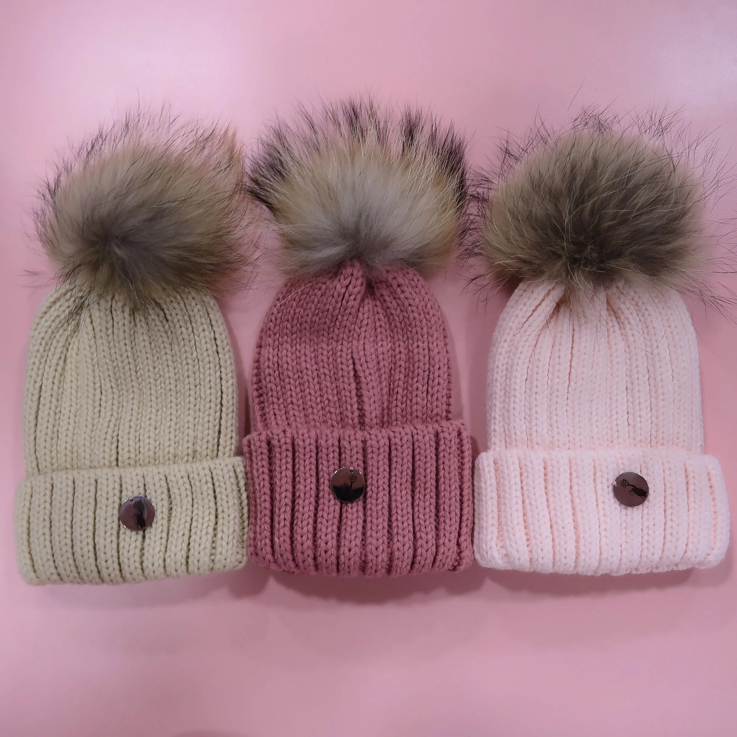 B&B Pom Pom Hat - Pastel Pink