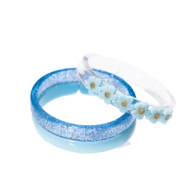 Bangle Set - Light Blue Flowers & Glitter