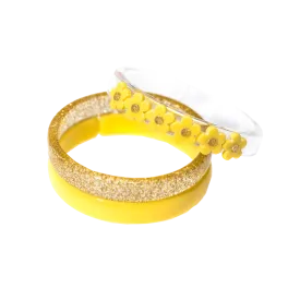 Bangle Set - Yellow Flowers & Glitter