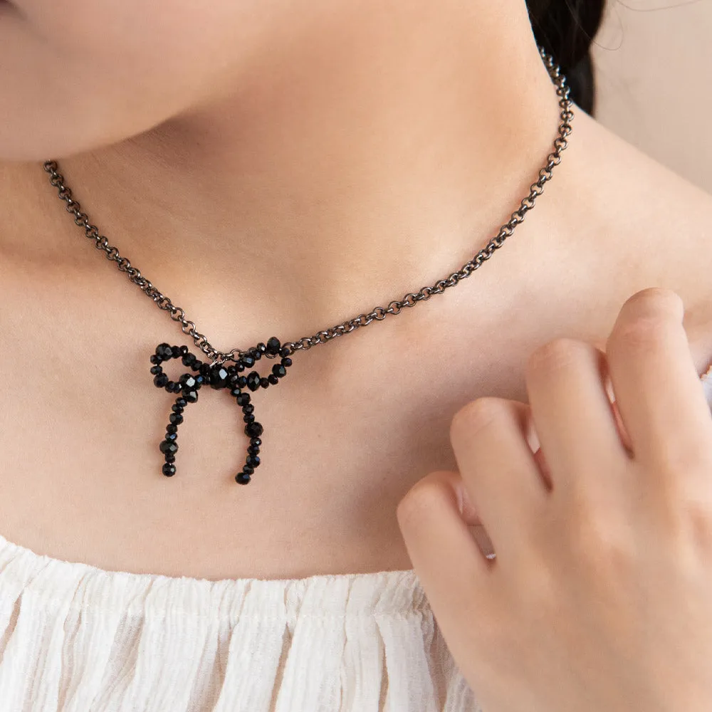 Beaded Bow Chain Necklace