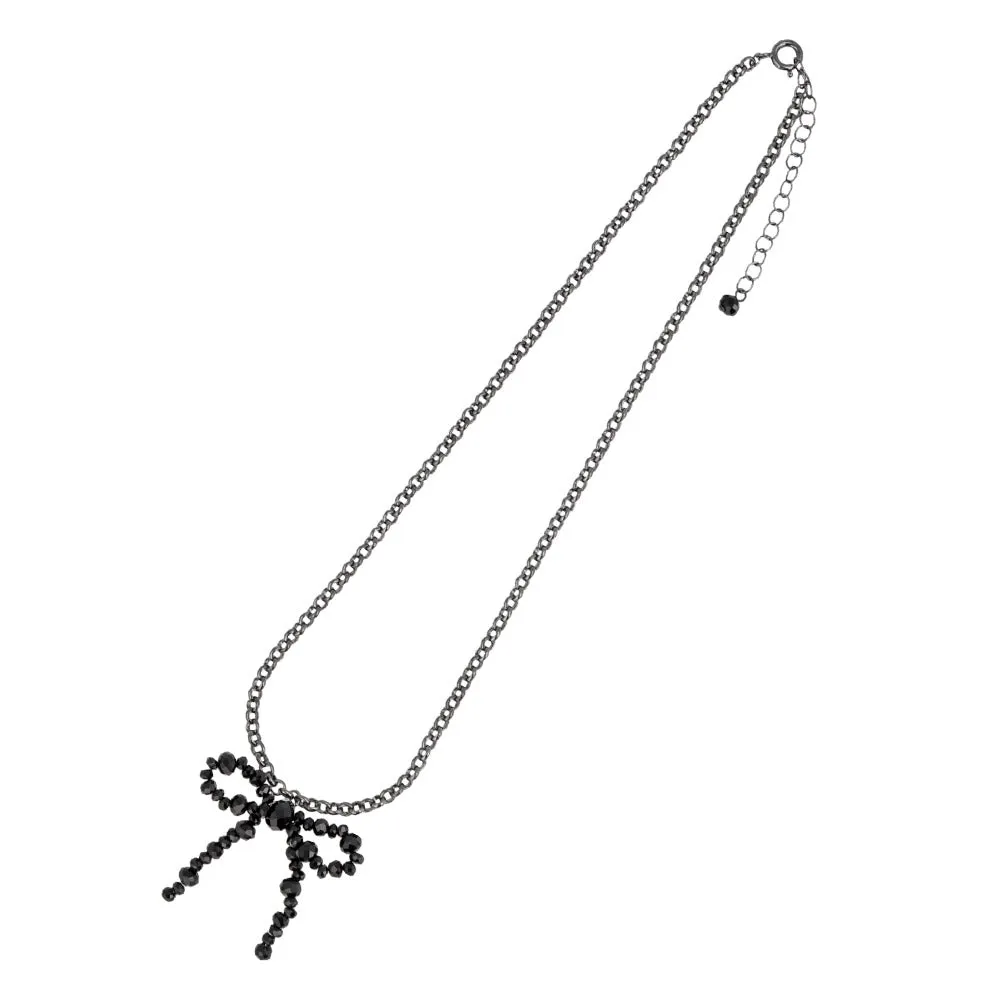 Beaded Bow Chain Necklace