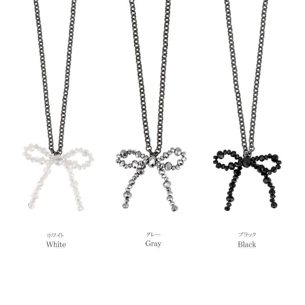 Beaded Bow Chain Necklace