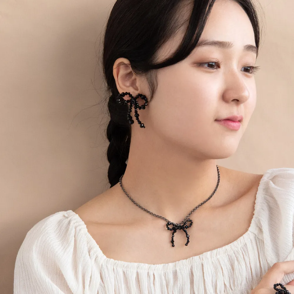 Beaded Bow Chain Necklace