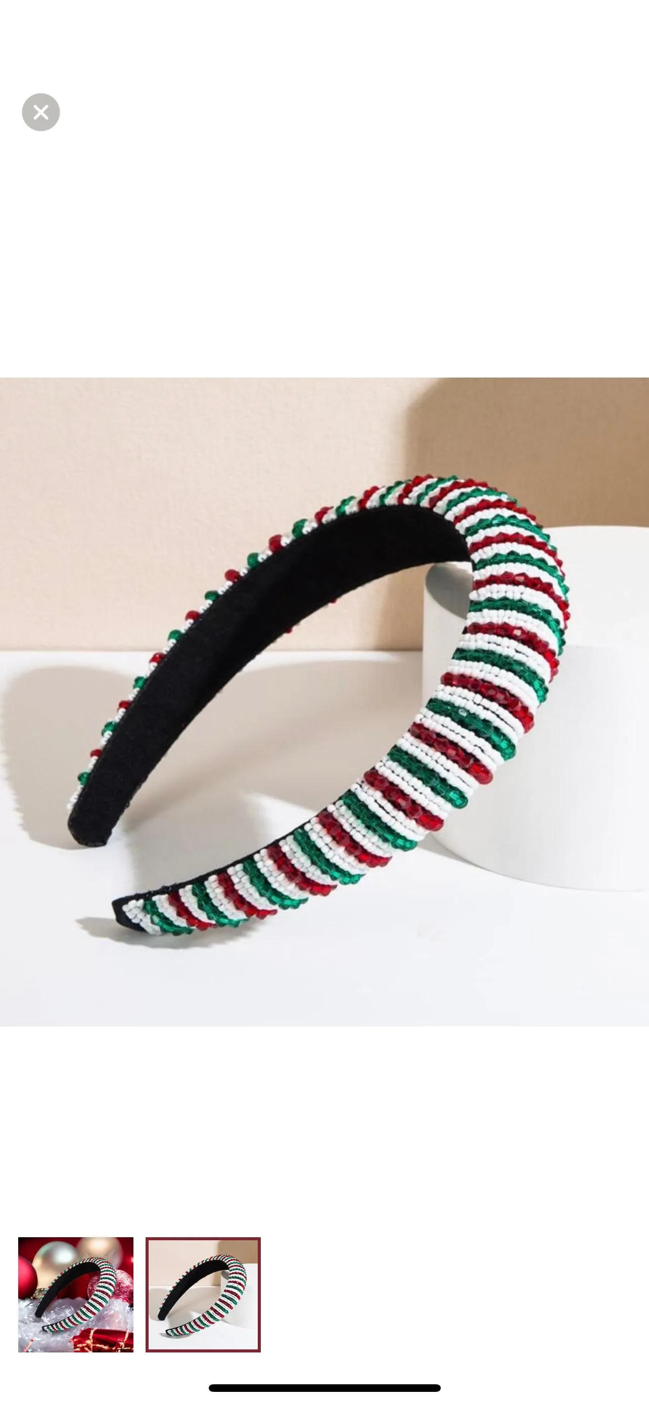 Beaded Christmas Headband, Red and Green, Holiday Headband, Christmas Headpiece, Beaded Headband, Red Green, Christmas Accessories