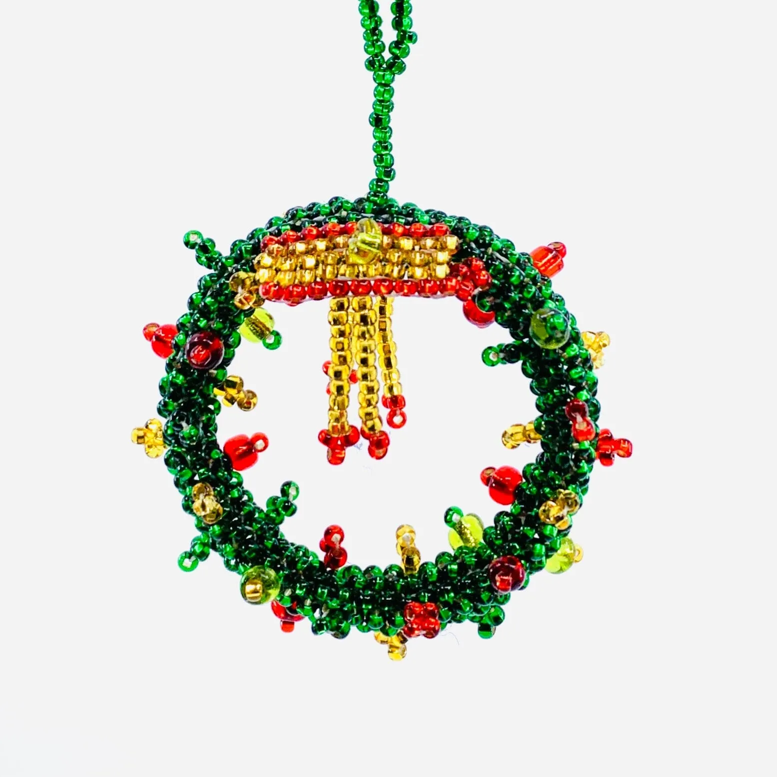Beaded Christmas Ornament 1, Wreath