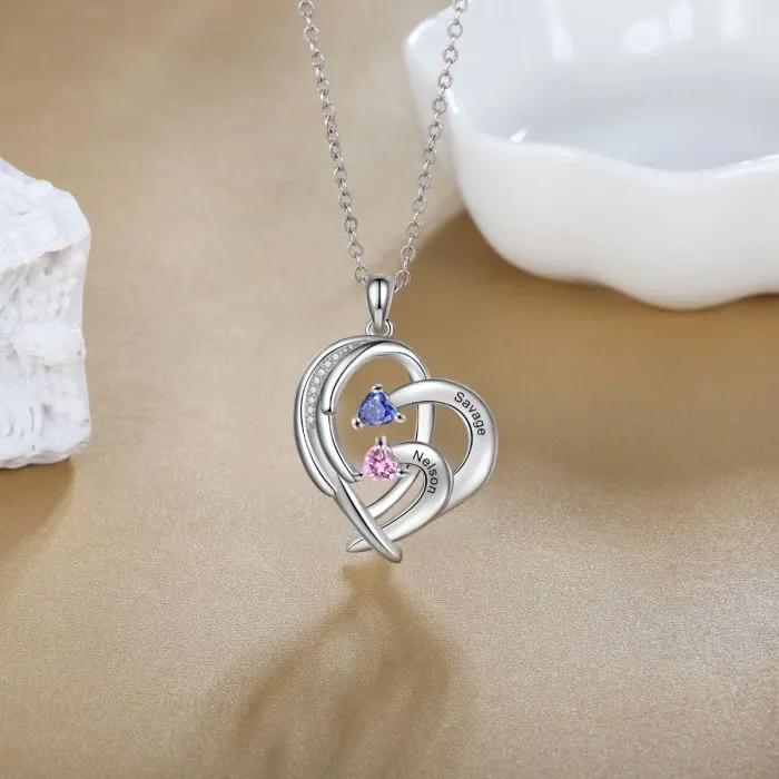 Birthstone Heart Shape Necklace- Valentines Gifts For Her