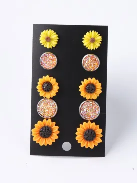 Bloom and Sparkle Acrylic Earrings 5-Piece Set