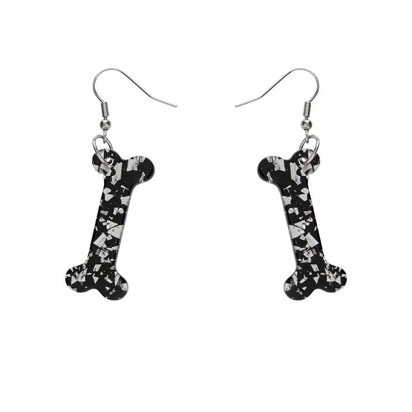 Bones Chunky Glitter Resin Drop Earrings - White