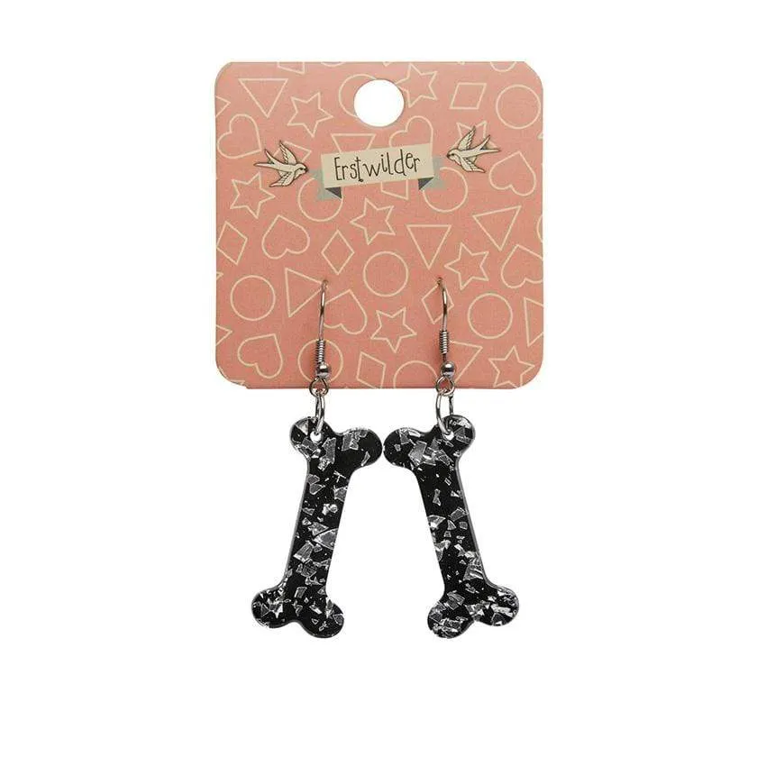 Bones Chunky Glitter Resin Drop Earrings - White