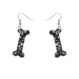 Bones Chunky Glitter Resin Drop Earrings - White
