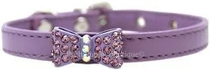 Bow-dacious Crystal Dog Leather Collar- Many Colors