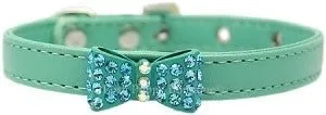Bow-dacious Crystal Dog Leather Collar- Many Colors