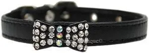 Bow-dacious Crystal Dog Leather Collar- Many Colors