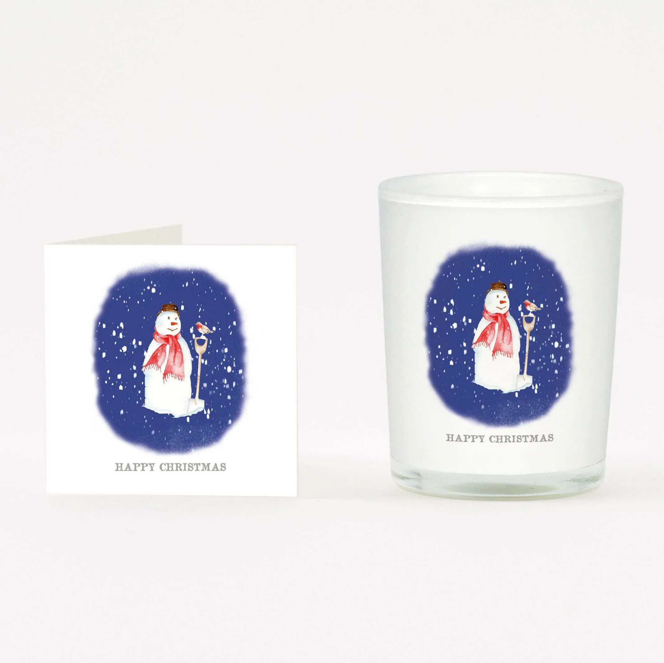 Boxed Christmas Snowman Candle and Card