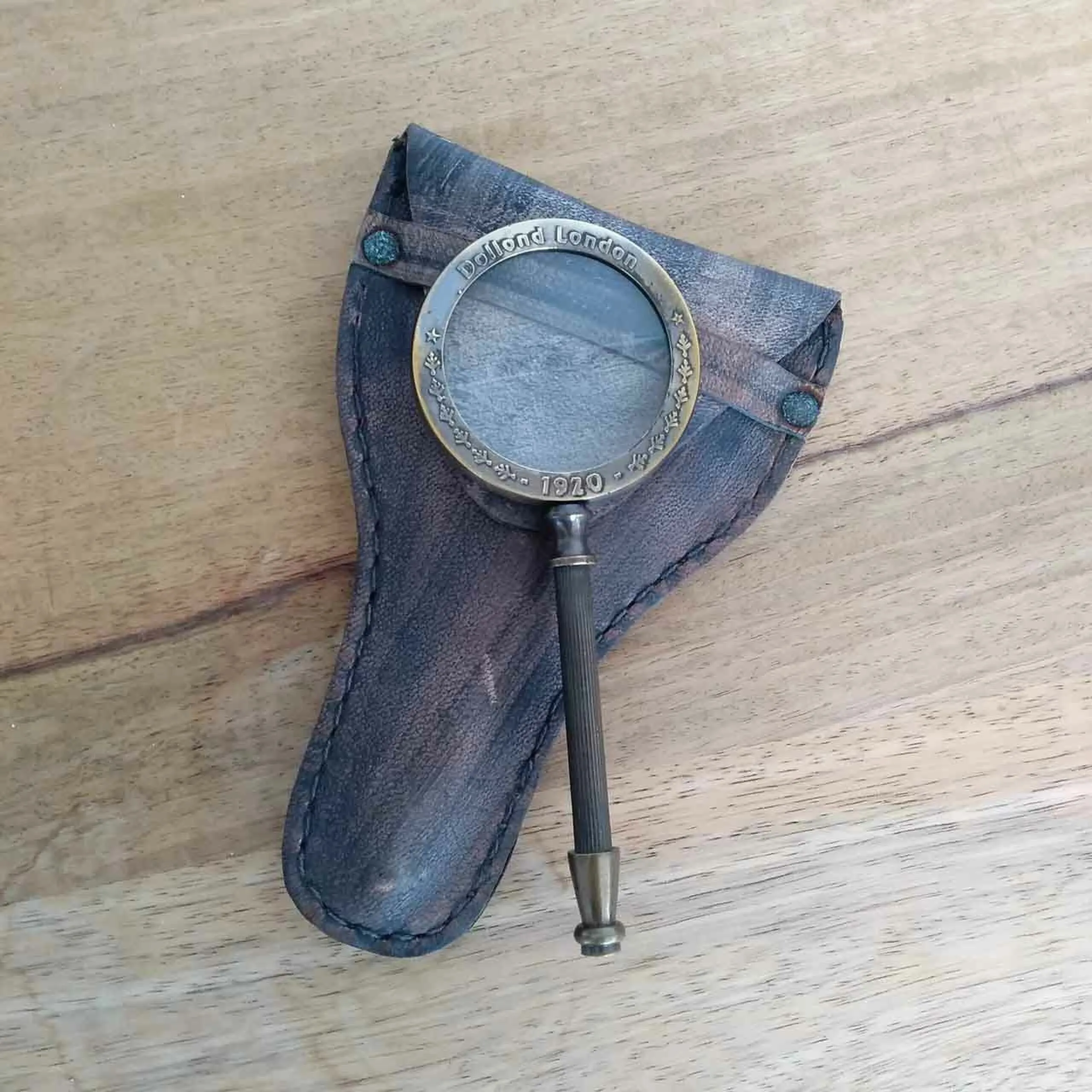 Brass Magnifying Glass in Leather Case
