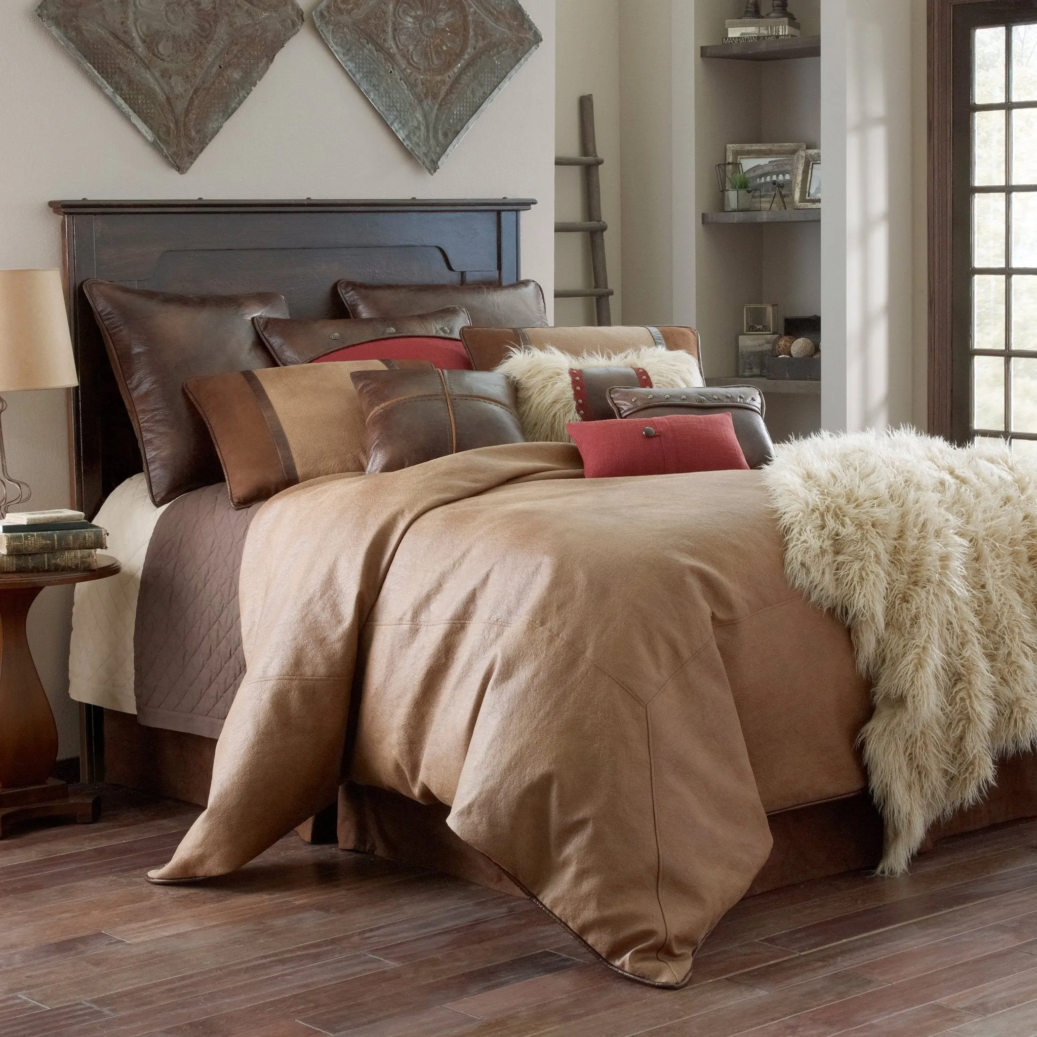 Brighton Stitched Faux Leather Decorative Throw Pillow
