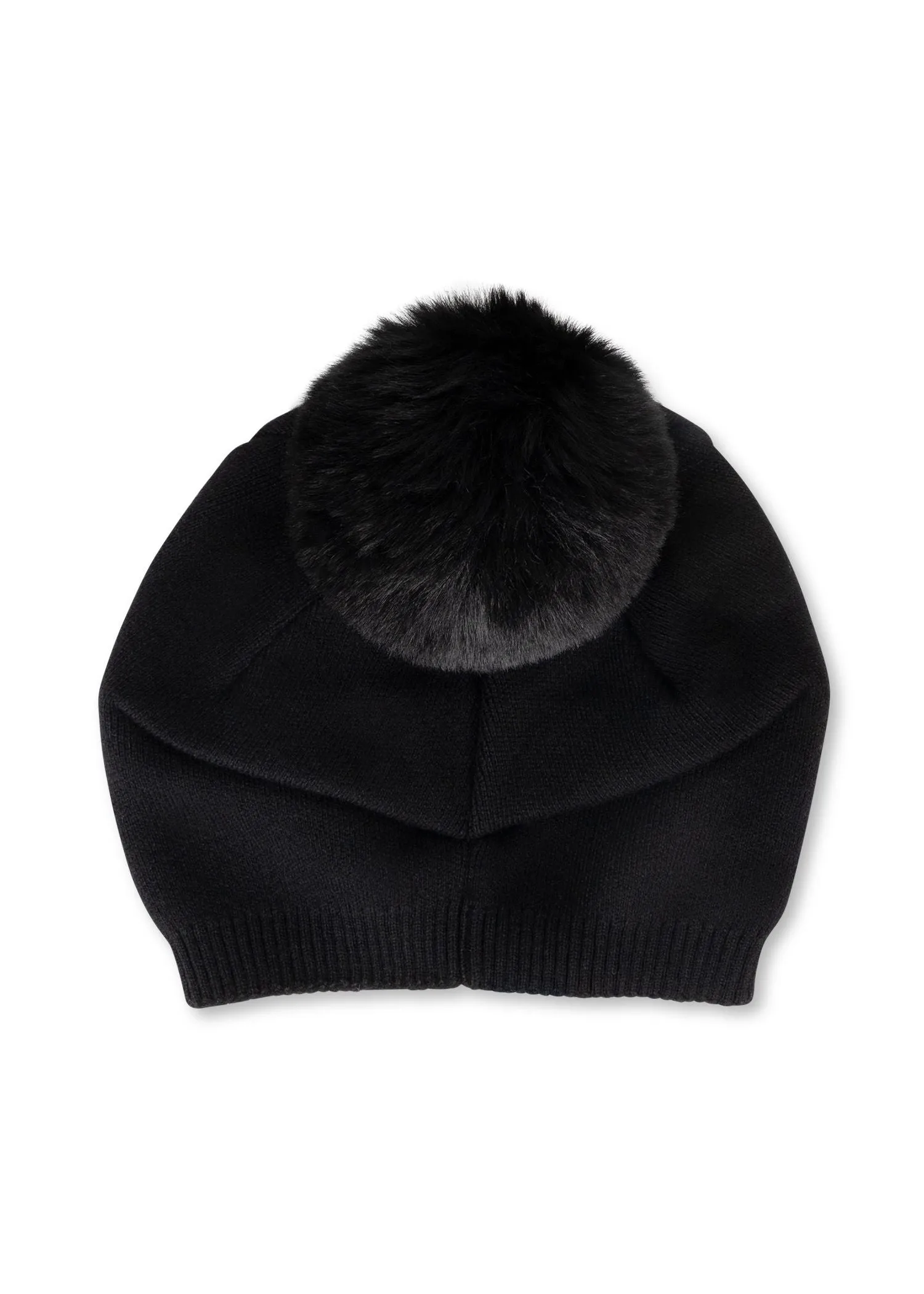 Brooklyn Beanie Black/Black Faux Fur Pom