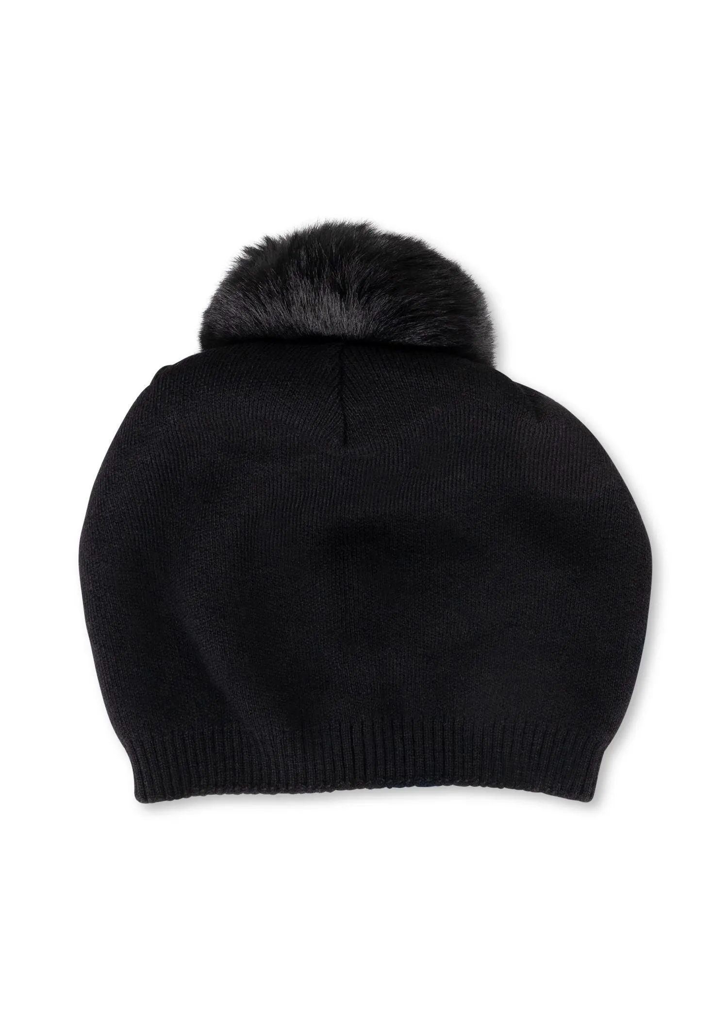 Brooklyn Beanie Black/Black Faux Fur Pom