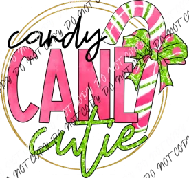 Candy Cane Cutie Pink Green DTF Transfer