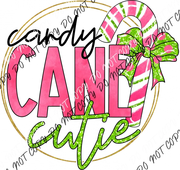 Candy Cane Cutie Pink Green DTF Transfer