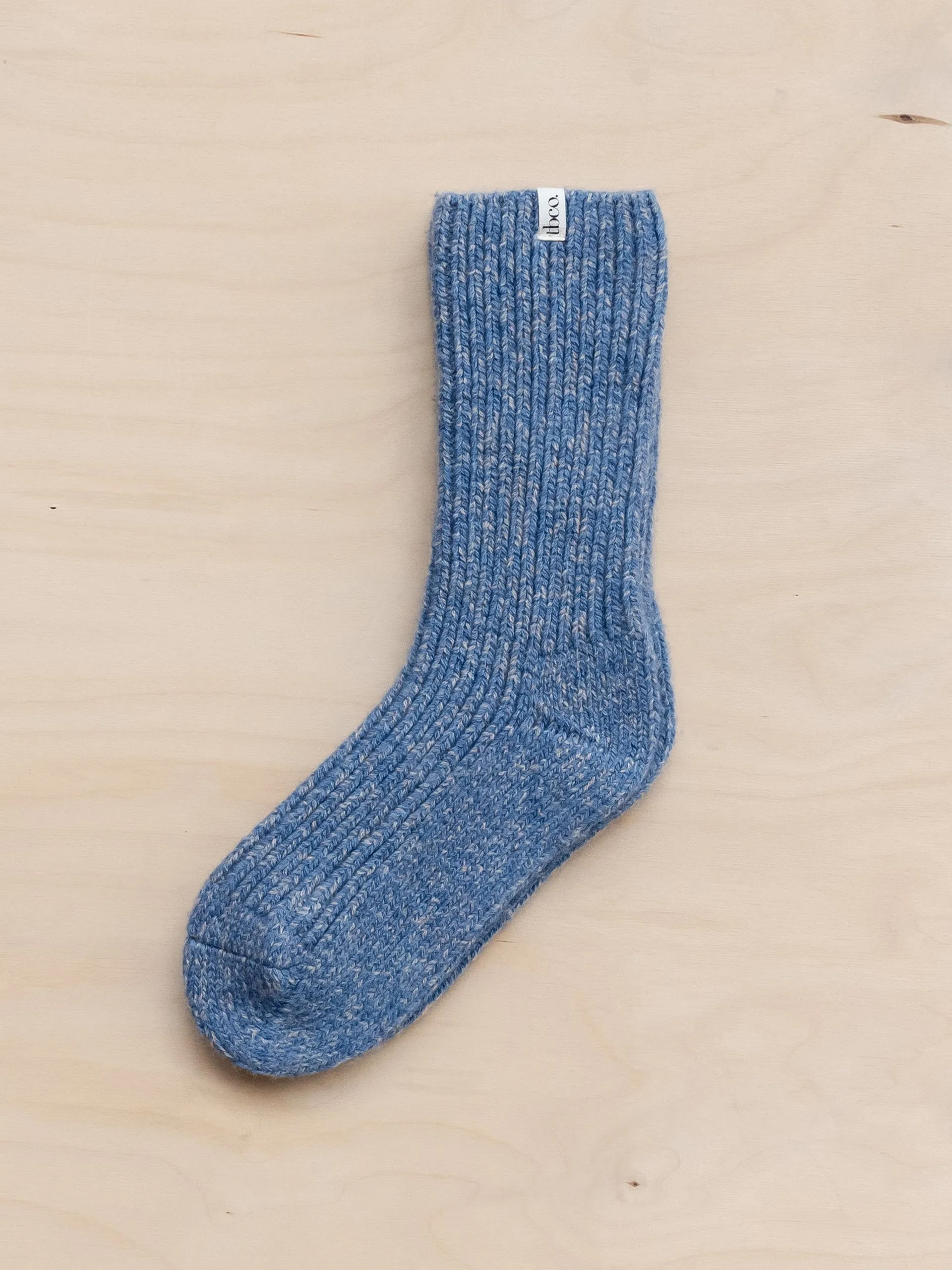 Cashmere and merino socks in blue fleck