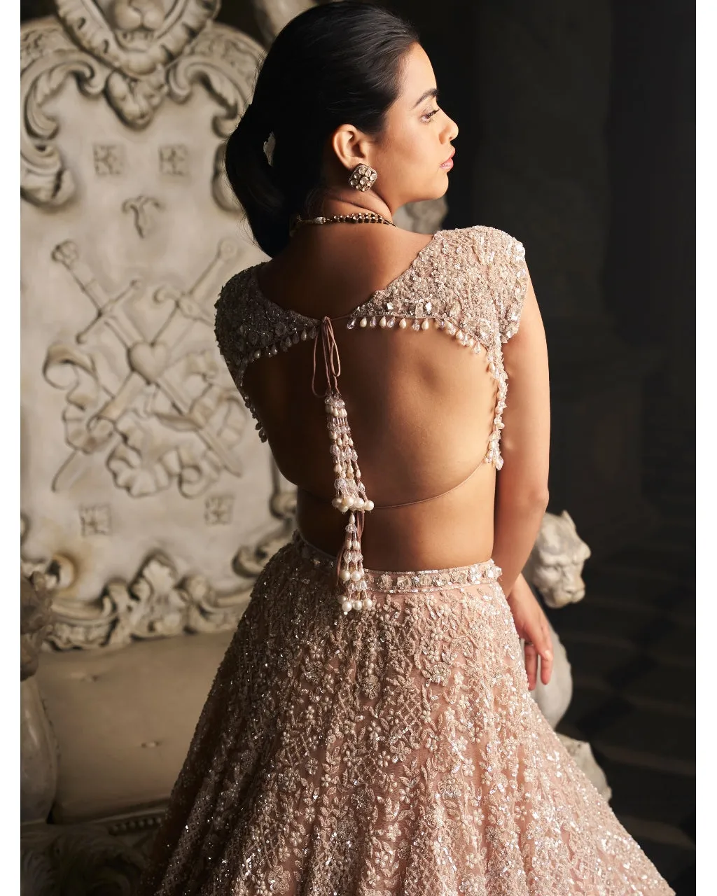 Champagne Sequin Lehenga Set